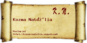 Kozma Natália névjegykártya