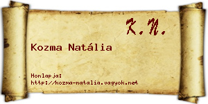 Kozma Natália névjegykártya